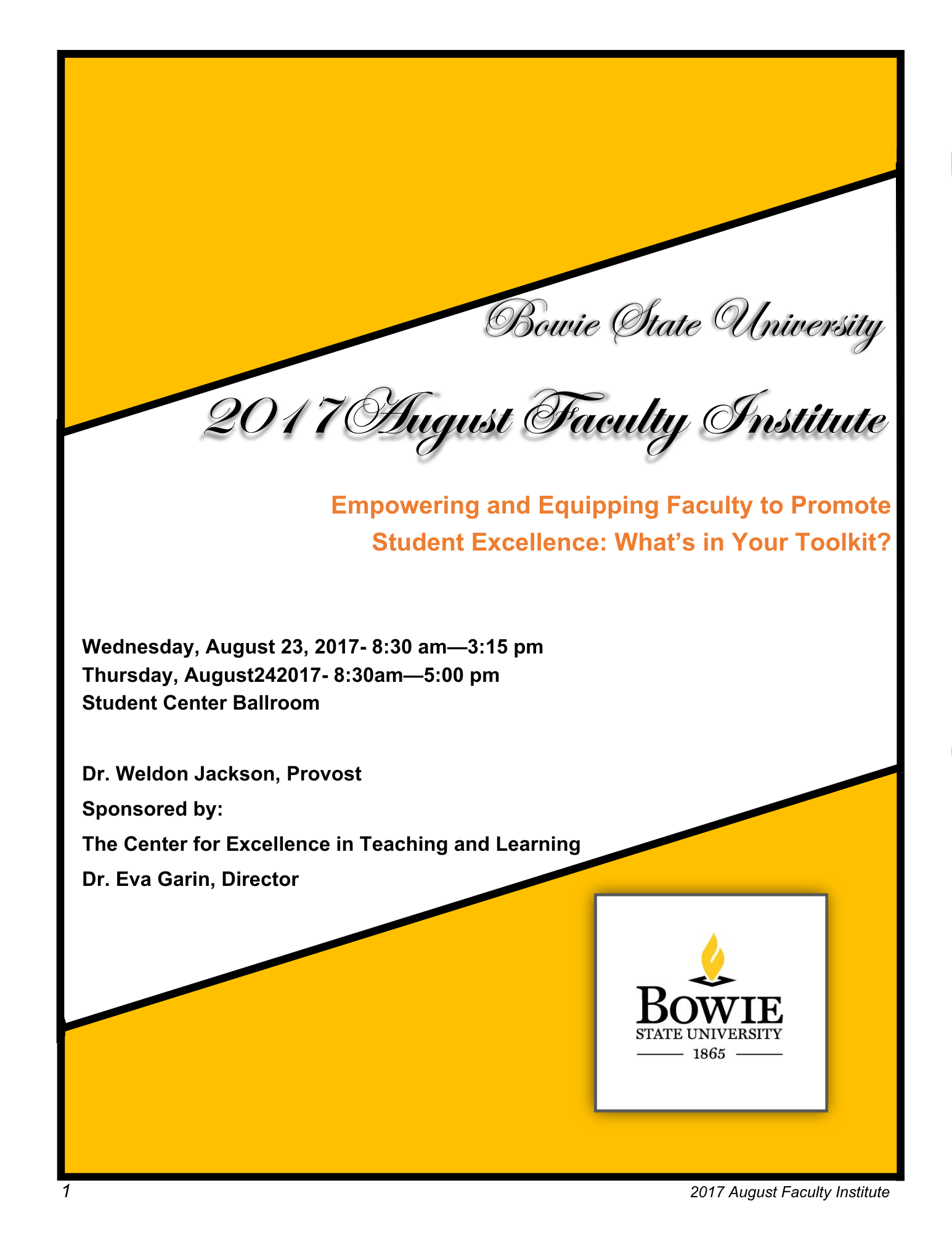 2017 Fall Faculty Institute Program Cover