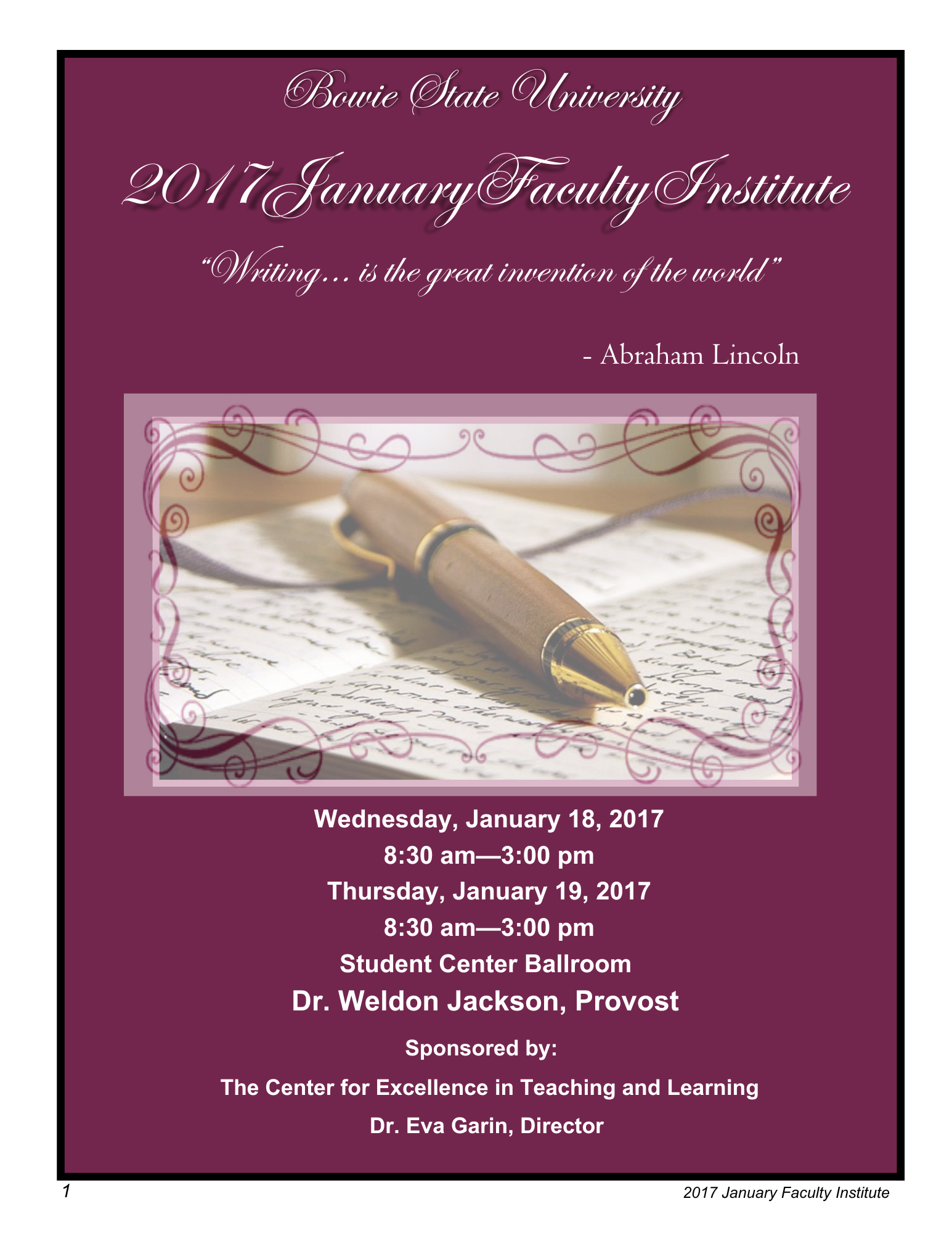 2017 Faculty Institute Cover