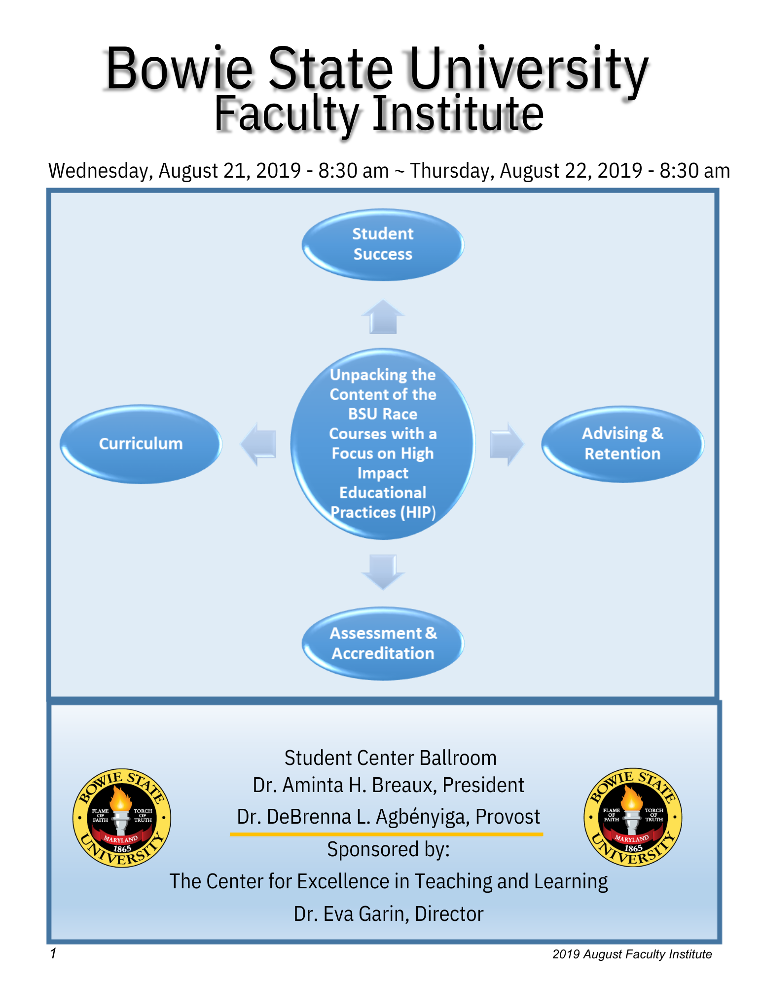 2019 Faculty Institute program Cover