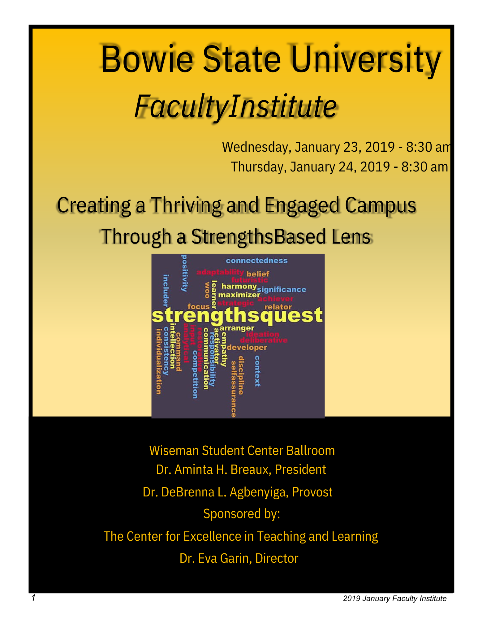 2019 Spring Faculty Institute Cover