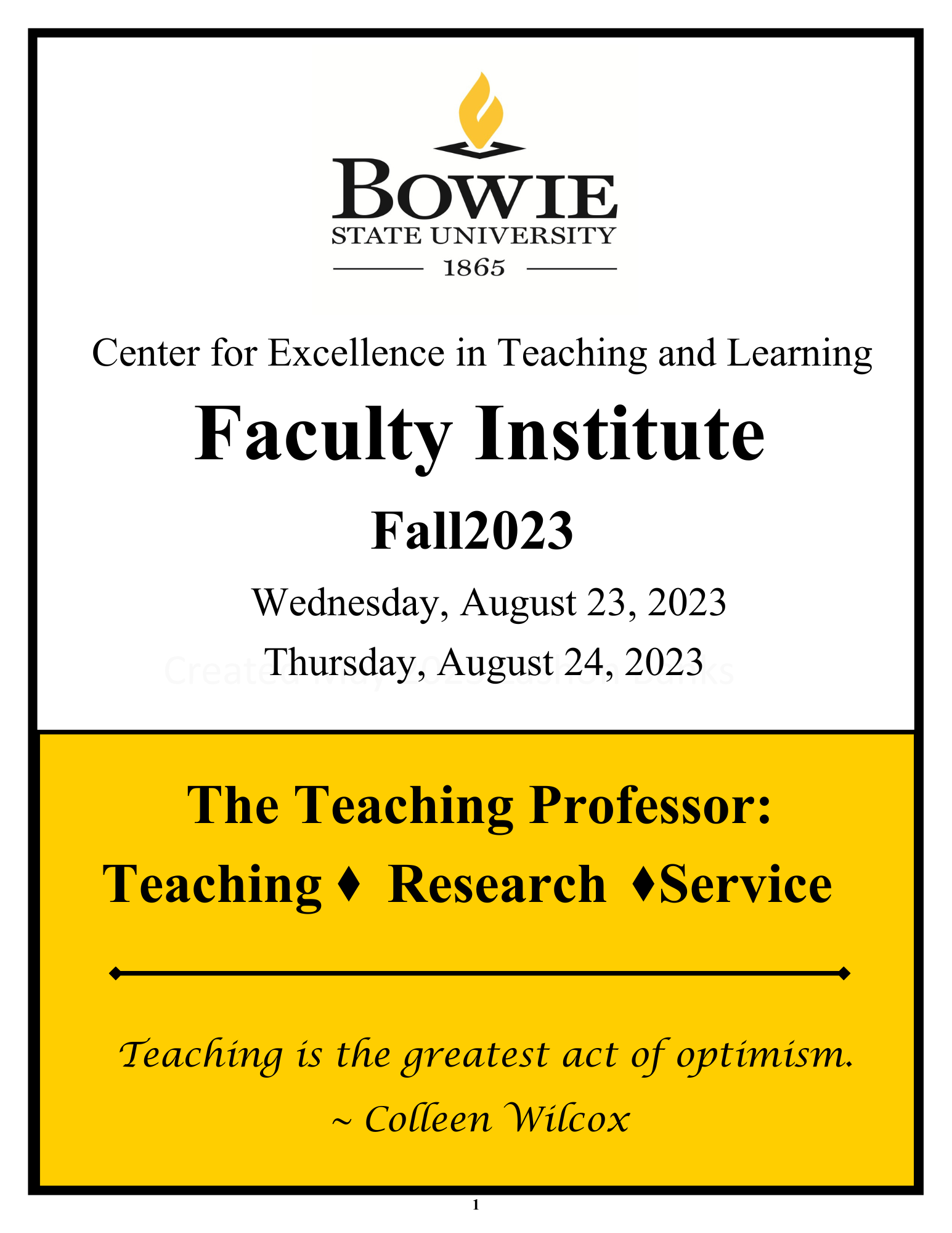 2023 Fall Faculty Insistute Cover