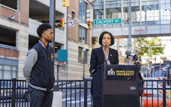 Bowie State University honored with street sign where it was founded in Baltimore